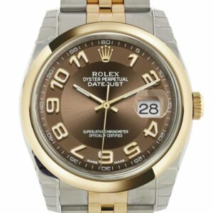 Rolex Datejust 36 Bronze Arab Dial 18K Gold Two Tone Jubilee Watch 116203