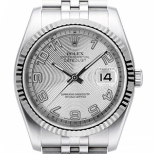 Rolex Datejust 36 Silver Concentric Dial 18K White Gold Fluted Bezel Stainless Steel Jubilee Watch