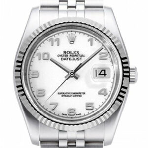 Rolex Datejust 36 White Dial 18K Gold Fluted Bezel Stainless Steel Jubilee Watch 116234