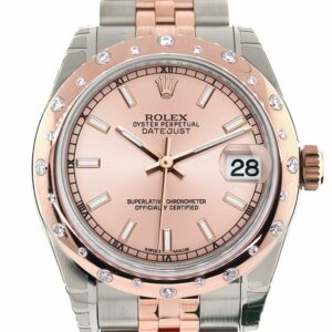 Rolex Datejust 31 Pink Dial Diamond Bezel 18K Rose Gold Two Tone Jubilee Ladies Watch 178341 / None