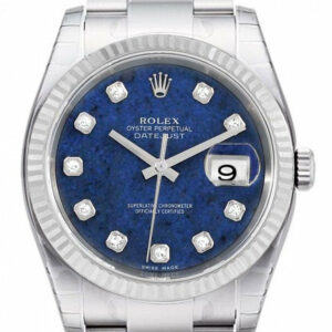 Rolex Datejust 36 Sodalite Diamonds Dial 18K White Gold Fluted Bezel Stainless Steel Oyster Watch