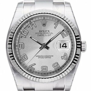 Rolex Datejust 36 Silver Concentric Dial 18K White Gold Fluted Bezel Stainless Steel Oyster Watch