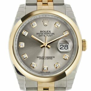 Rolex Datejust 36 Steel Diamond Dial 18K Gold Two Tone Jubilee Watch 116203