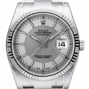 Rolex Datejust 36 Steel Silver Dial 18K White Gold Fluted Bezel Stainless Oyster Watch 116234