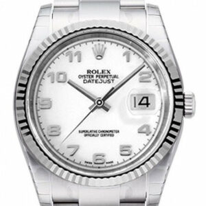 Rolex Datejust 36 White Dial 18K Gold Fluted Bezel Stainless Steel Watch 116234