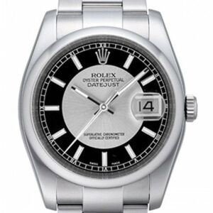 Rolex Datejust 36 Silver Black Dial Stainless Steel Oyster Mens Watch 116200 / None