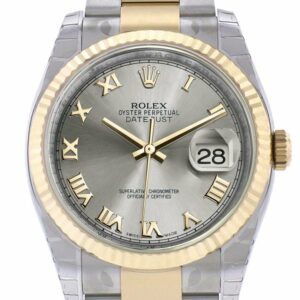 Rolex Datejust 36 Steel Roman Fluted 18K Gold Two Tone Oyster Watch 116233 / None