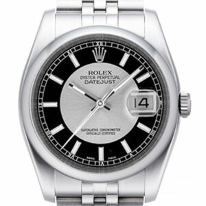 Rolex Datejust 36 Silver Black Dial Stainless Steel Jubilee Mens Watch 116200 / None