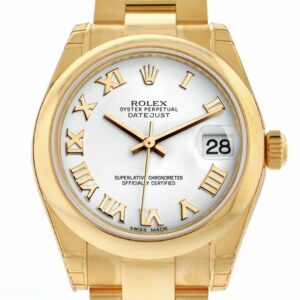 Rolex Datejust 31 White Roman Dial 18K Yellow Gold Ladies Watch 178248 / None