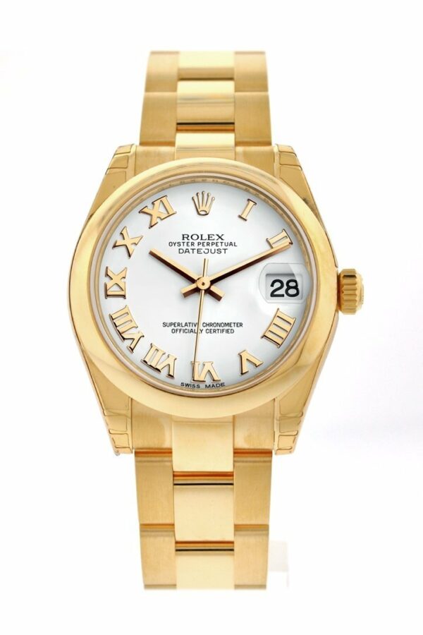 Rolex Datejust 31 White Roman Dial 18K Yellow Gold Ladies Watch 178248