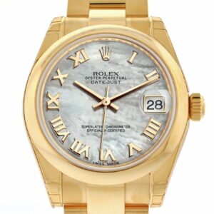 Rolex Datejust 31 White Mother Of Pearl Roman Dial 18K Yellow Gold Ladies Watch 178248 / None