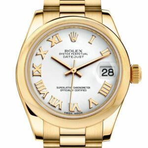 Rolex Datejust 31 White Roman Dial 18K Yellow Gold President Ladies Watch 178248 / None