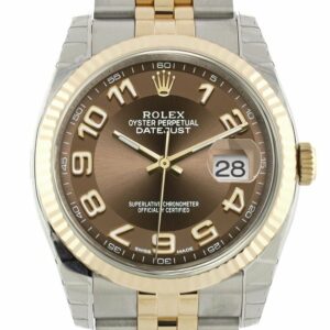 Rolex Datejust 36 Bronze Arab Dial Fluted 18K Gold Two Tone Jubilee Watch 116233