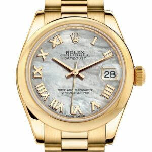 Rolex Datejust 31 White Mother Of Pearl Roman Dial 18K Yellow Gold President Ladies Watch 178248 /