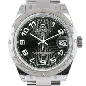 Rolex Datejust 31 Black Concentric Arab Dial Dome Set With Diamonds Bezel Ladies Watch 178344 / None