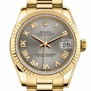 Rolex Datejust 31 Steel Roman Dial Fluted Bezel 18K Yellow Gold President Ladies Watch 178278 / None