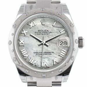 Rolex Datejust 31 White Mother Of Pearl Roman Dial Dome Set With Diamonds Bezel Ladies Watch 178344