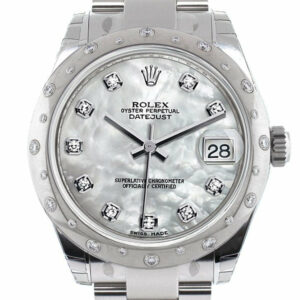 Rolex Datejust 31 White Mother Of Pearl Diamond Dial Dome Set With Diamonds Bezel Ladies Watch