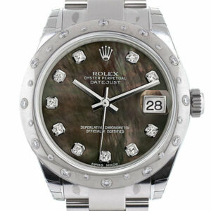 Rolex Datejust 31 Black Mother Of Pearl Diamond Dial Dome Set With Diamonds Bezel Ladies Watch