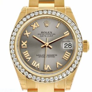 Rolex Datejust 31 Steel Roman Dial Diamond Bezel 18K Yellow Gold Ladies Watch 178288 / None