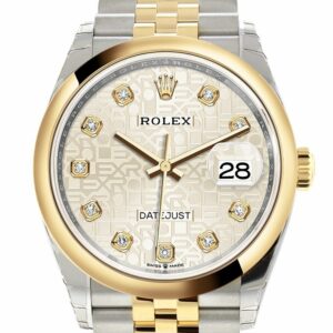 Rolex Datejust 36 Silver Jubilee Design Set With Diamonds Dial Dome Bezel Yellow Gold Two Tone Watch