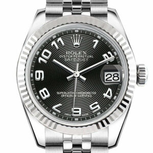 Rolex Datejust 31 Black Concentric Arab Dial White Gold Fluted Bezel Jubilee Ladies Watch 178274 /