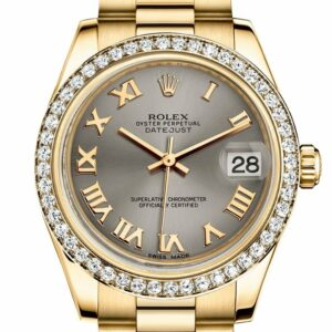 Rolex Datejust 31 Steel Roman Dial Diamond Bezel 18K Yellow Gold President Ladies Watch 178288 /