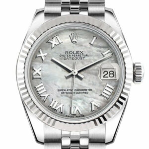 Rolex Datejust 31 White Mother Of Pearl Roman Dial Gold Fluted Bezel Jubilee Ladies Watch 178274 /