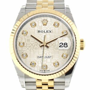 Rolex Datejust 36 Silver Jubilee Design Set With Diamonds Dial Fluted Bezel Yellow Gold Two Tone