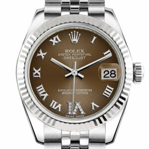 Rolex Datejust 31 Bronze Roman Large Vi Diamond Dial White Gold Fluted Bezel Jubilee Ladies Watch