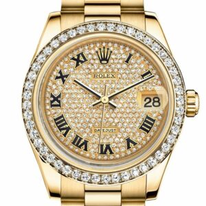 Rolex Datejust 31 Diamond Paved Dial Bezel 18K Yellow Gold President Ladies Watch 178288 / None