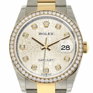 Rolex Datejust 36 Silver Jubilee Design Set With Diamonds Dial Diamond Bezel Oyster Yellow Gold Two