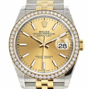 Rolex Datejust 36 Champagne-Colour Dial Diamond Bezel Jubilee Yellow Gold Two Tone Watch 126283Rbr