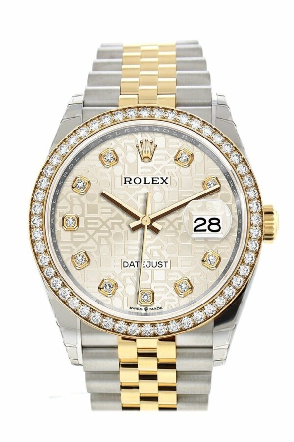 Rolex Datejust 36 Silver Jubilee Design Set With Diamonds Dial Diamond Bezel Yellow Gold Two Tone