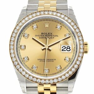 Rolex Datejust 36 Champagne-Colour Set With Diamonds Dial Diamon Bezel Jubilee Yellow Gold Two Tone