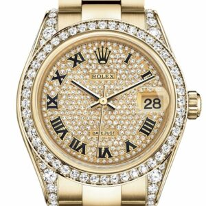 Rolex Datejust 31 Diamond Paved Dial Bezel Lug 18K Yellow Gold Ladies Watch 178158 / None