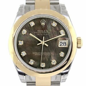 Rolex Datejust 31 Black Mother Of Pearl Diamonds Dial 18K Gold Two Tone Ladies 178243 / None Watch