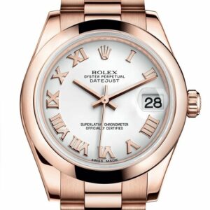 Rolex Datejust 31 White Roman Dial 18K Everose Gold President Ladies Watch 178245 / None