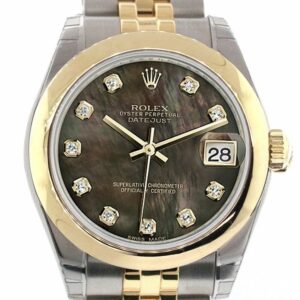 Rolex Datejust 31 Black Mother Of Pearl Diamonds Dial 18K Gold Two Tone Jubilee Ladies 178243 / None