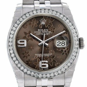 Rolex Datejust 36 Bronze Floral Motif Dial 18K White Gold Diamond Bezel Jubilee Mens Watch 116244 /