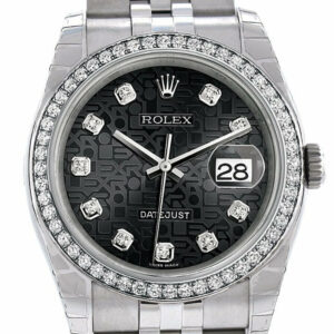 Rolex Datejust 36 Black Jubilee Design Set With Diamonds Dial 18K White Gold Diamond Bezel Mens