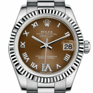 Rolex Datejust 31 Bronze Large Vi Diamond Dial Fluted Bezel 18K White Gold President Ladies Watch