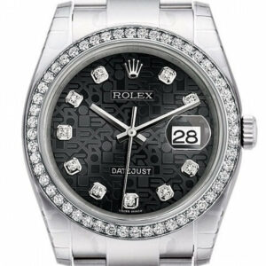 Rolex Datejust 36 Black Jubilee Design Set With Diamonds Dial 18K White Gold Diamond Bezel Mens