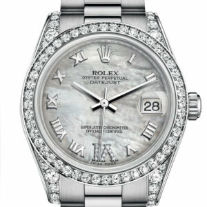 Rolex Datejust 31 White Mother-Of-Pearl Large Vi Dial Diamond Bezel Lug 18K Gold President Ladies