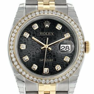 Rolex Datejust 36 Black Jubilee Design Set With Diamonds Dial 18K White Gold Diamond Bezel Ladies