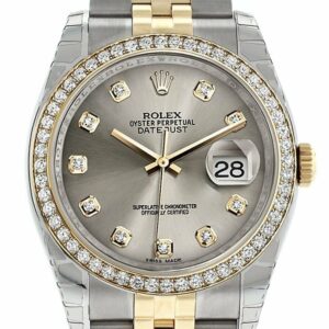 Rolex Datejust 36 Steel Set With Diamonds Dial 18K White Gold Diamond Bezel Jubilee Ladies Watch