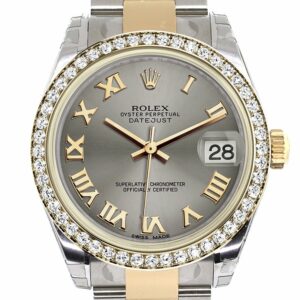 Rolex Datejust 31 Steel Roman Dial Diamond Bezel Yellow Gold Two Tone Watch 178383