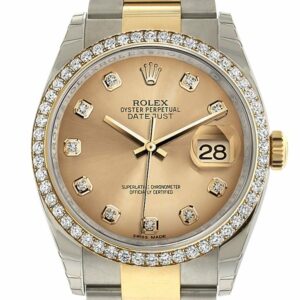 Rolex Datejust 36 White Set With Diamonds Dial 18K Gold Diamond Bezel Ladies Watch 116243