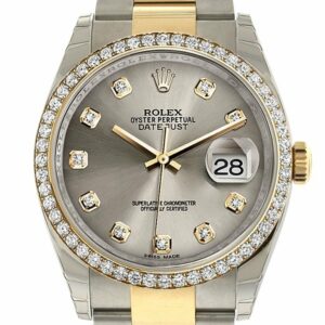 Rolex Datejust 36 Steel Set With Diamonds Dial 18K White Gold Diamond Bezel Ladies Watch 116243