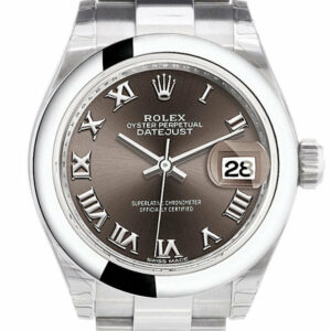 Rolex Datejust 28 Dark Grey Roman Dial Stainless Steel Ladies Watch 279160